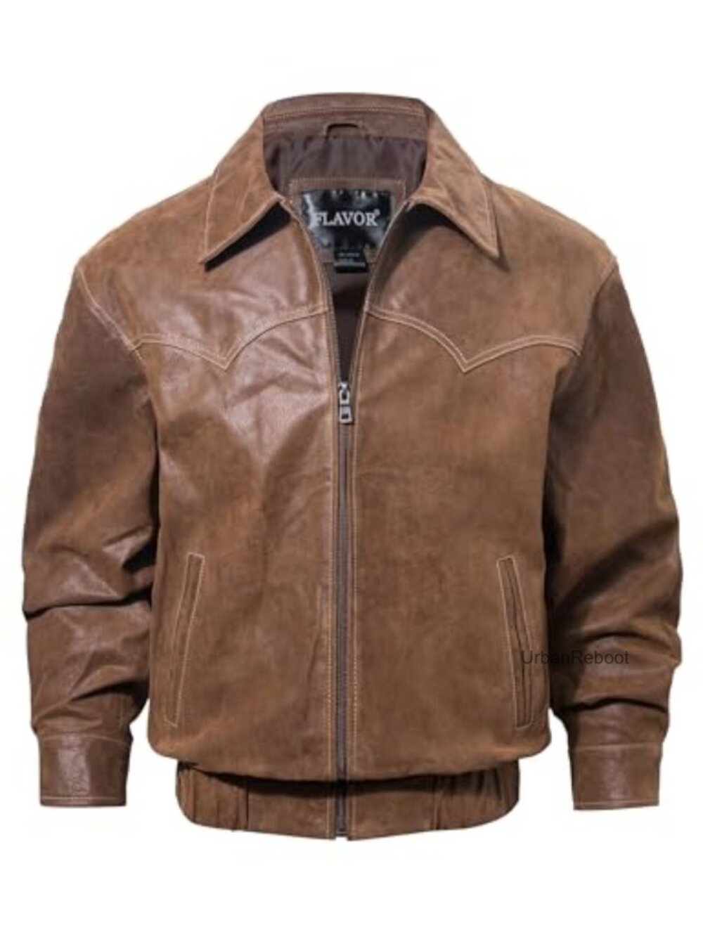 Men's Genuine Leather Bomber Jacket Casual Aviator Coat Zip Close